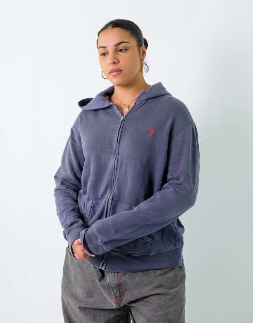 Vintage Polo Ralph Lauren L Hoodie Blue Zip Up ASOS