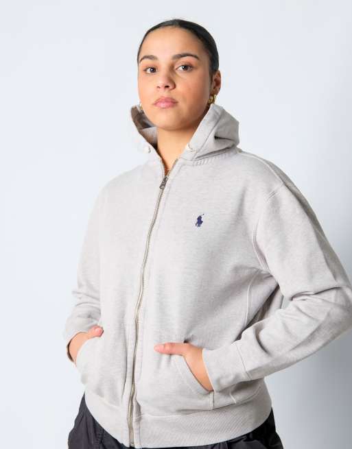 Vintage Polo Ralph Lauren L Hoodie Grey Zip Up