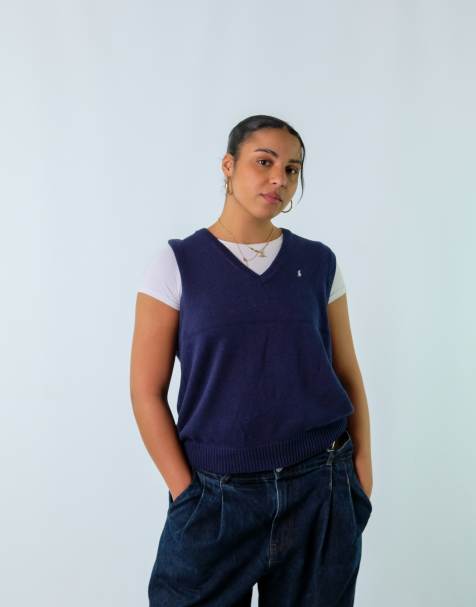 Vintage Polo Ralph Lauren L Knit Sweater Vest in Navy - view 1