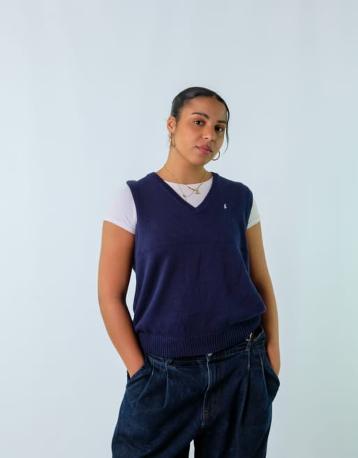 Vintage Polo Ralph Lauren L Knit Sweater Vest in Navy
