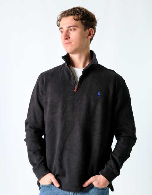 Vintage Polo Ralph Lauren L Knit Sweatshirt Black Quarter Zip