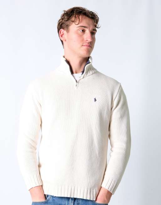 Vintage Polo Ralph Lauren L Knit Sweatshirt Cream Quarter Zip, 3 of 4