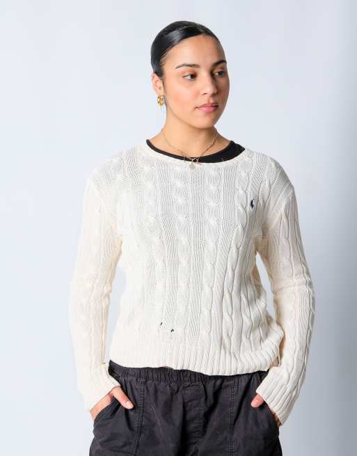 Vintage Polo Ralph Lauren L Knit Sweatshirt Cream