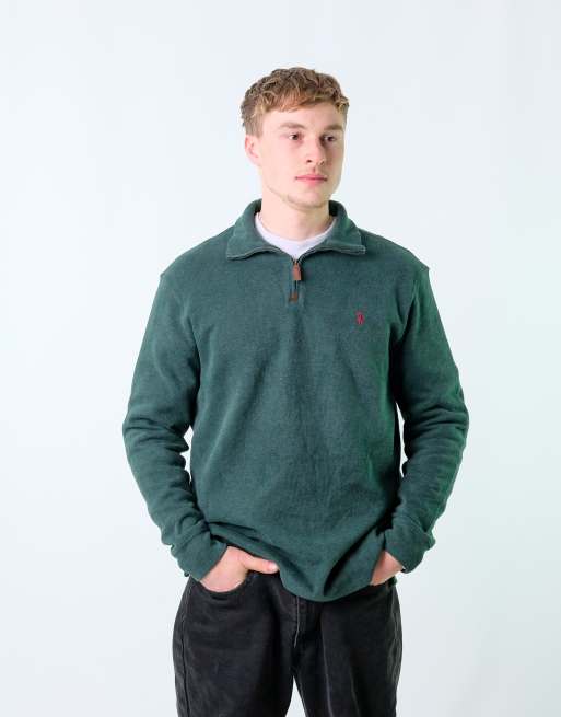 Vintage Polo Ralph Lauren L Knit Sweatshirt Dark Green Quarter Zip