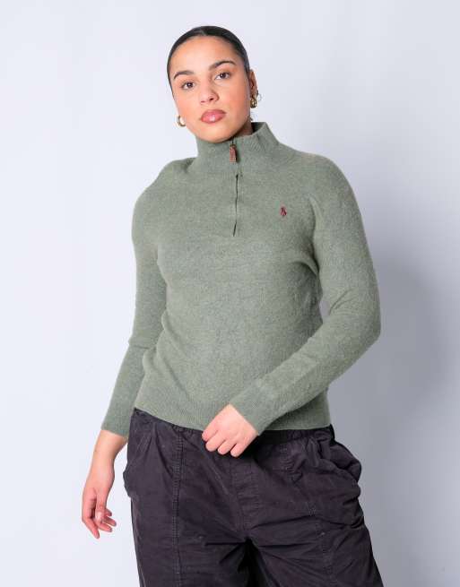Vintage Polo Ralph Lauren L Knit Sweatshirt Dark Green Quarter Zip