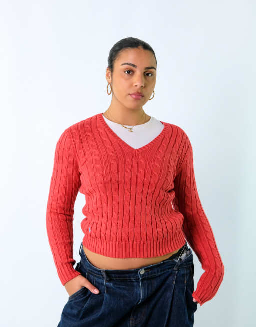 Vintage Polo Ralph Lauren L Knit Sweatshirt Jacket Red