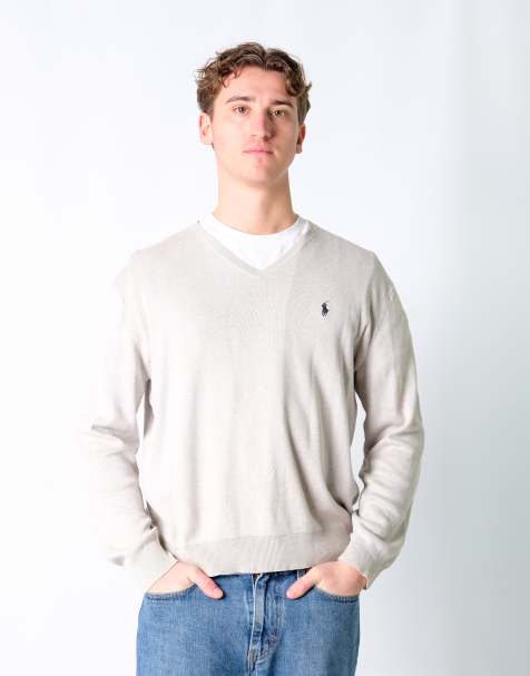 Vintage Polo Ralph Lauren L Knit Sweatshirt Light Grey - view 1