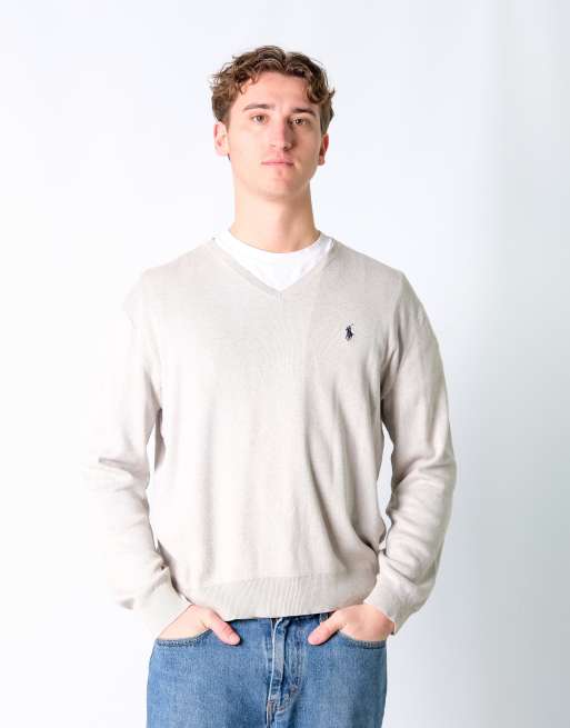 Vintage Polo Ralph Lauren L Knit Sweatshirt Light Grey