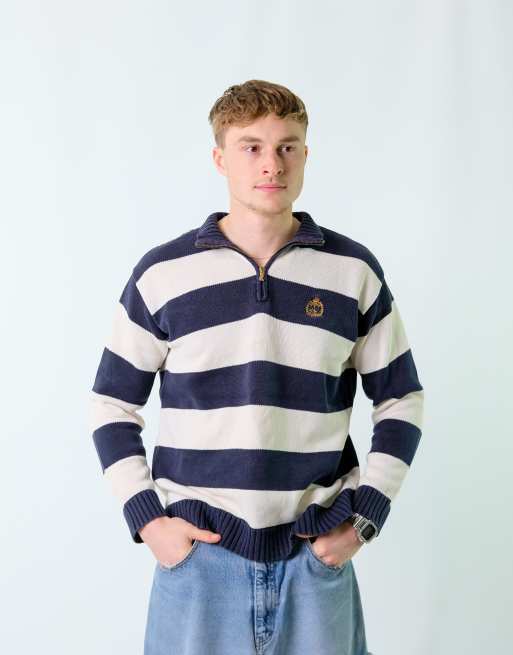 Vintage Polo Ralph Lauren L Knit Sweatshirt Navy Blue Quarter Zip