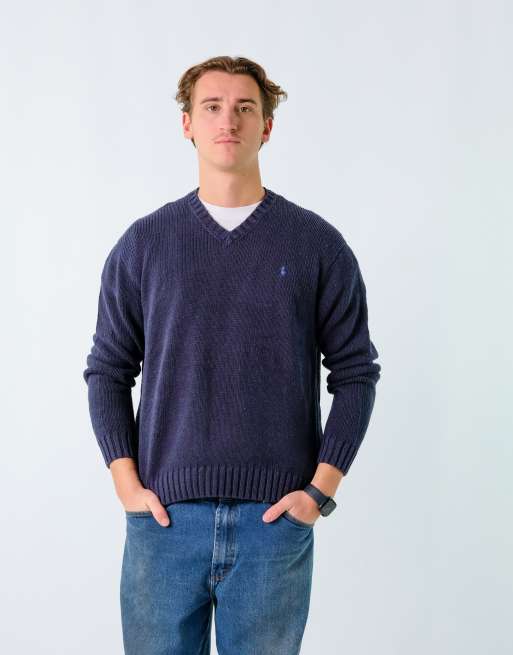 Vintage Polo Ralph Lauren L Knit Sweatshirt Navy Blue