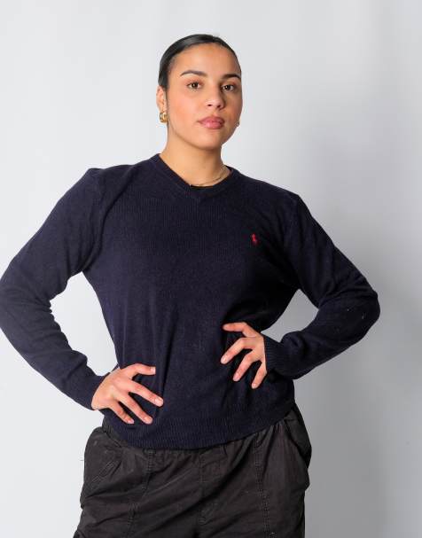 Vintage Polo Ralph Lauren L Knit Sweatshirt Navy Blue - view 1