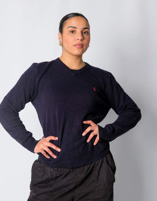 Vintage Polo Ralph Lauren L Knit Sweatshirt Navy Blue