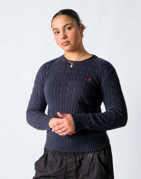 Vintage Polo Ralph Lauren L Knit Sweatshirt Navy Blue - view 1