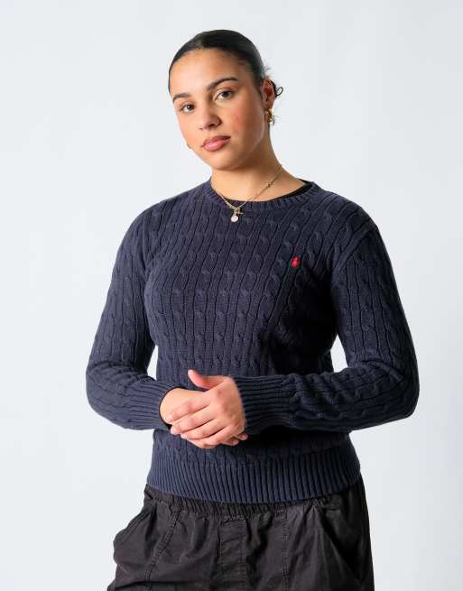 Vintage Polo Ralph Lauren L Knit Sweatshirt Navy Blue