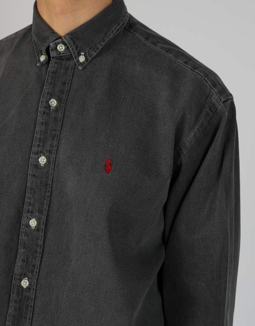 Vintage Polo Ralph Lauren l long sleeve shirt in charcoal grey, 4 of 4