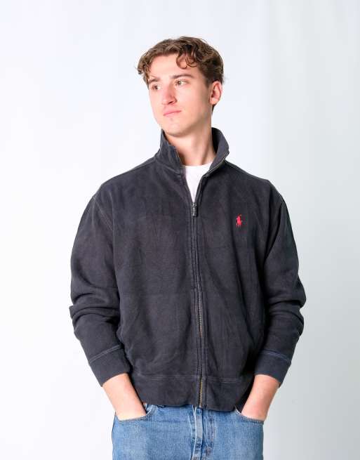 Vintage Polo Ralph Lauren M Knit Sweatshirt Black Zip Up