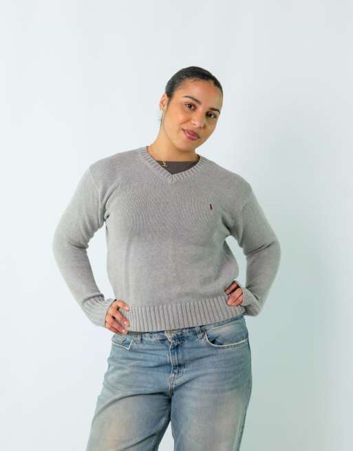 Vintage Polo Ralph Lauren M Knit Sweatshirt Grey