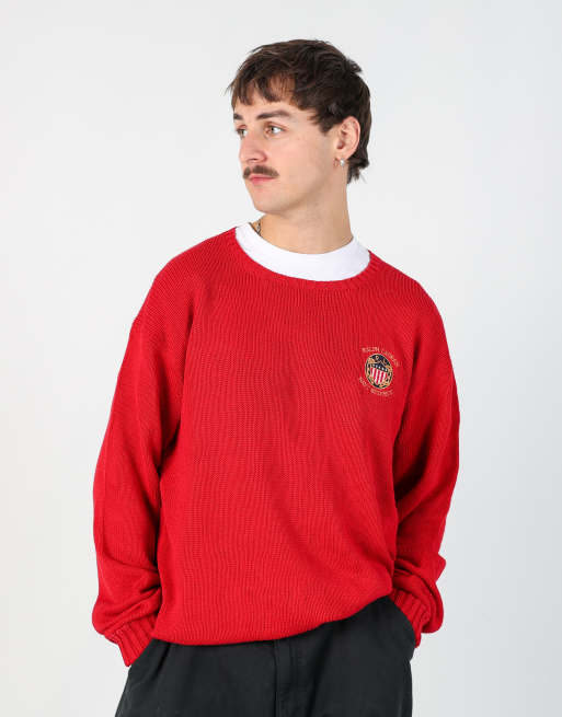 Vintage Polo Ralph Lauren m knit sweatshirt in red