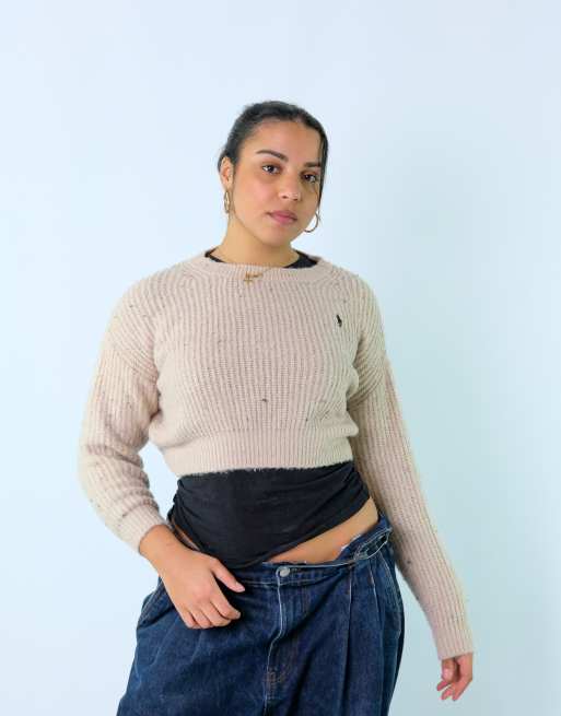 Vintage Polo Ralph Lauren M Knit Sweatshirt Jacket Beige