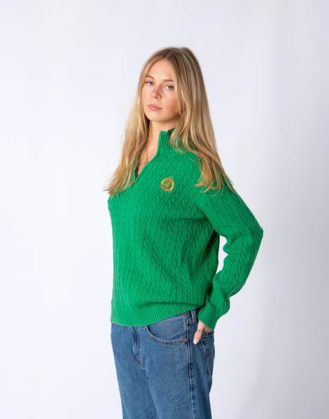 Vintage Polo Ralph Lauren M Knit Sweatshirt Light Green Quarter Zip - view 1