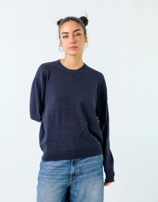 Vintage Polo Ralph Lauren M Knit Sweatshirt Navy Blue