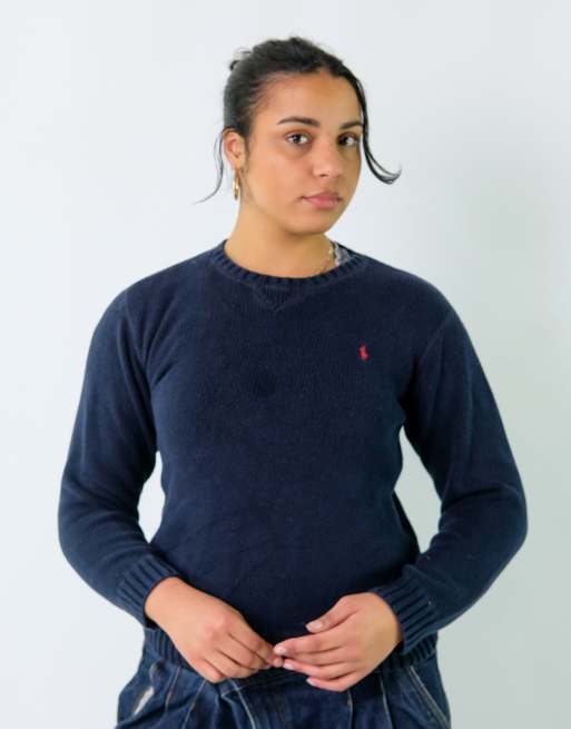 Vintage Polo Ralph Lauren M Knit Sweatshirt Navy Blue
