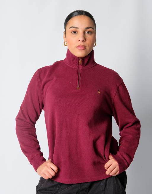 Vintage Polo Ralph Lauren M Sweatshirt Burgundy Red Quarter Zip