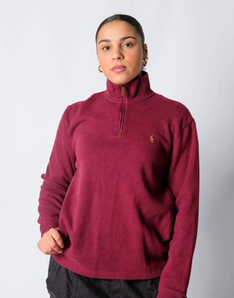 Vintage Polo Ralph Lauren M Sweatshirt Burgundy Red Quarter Zip - view 2