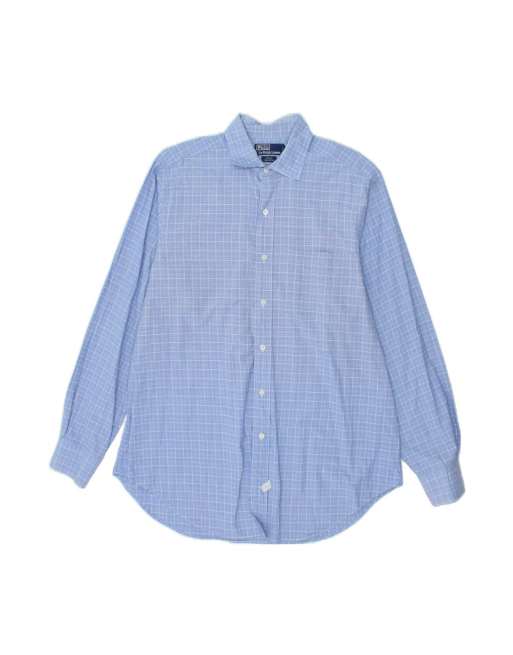 Vintage Polo Ralph Lauren Philip Shirt Size 16 1/2 Large In Blue Check