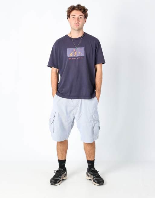 Vintage Polo Ralph Lauren Pinstripe 38x22 canvas cargo shorts light blue