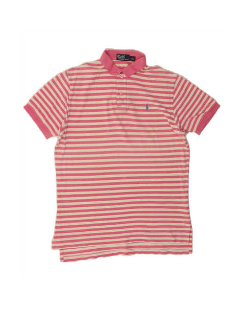 Vintage Polo Ralph Lauren Polo Shirt Large In Pink Striped - view 1