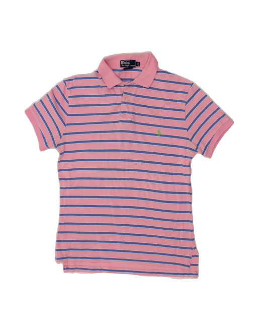 Vintage Polo Ralph Lauren Polo Shirt Medium In Pink Striped