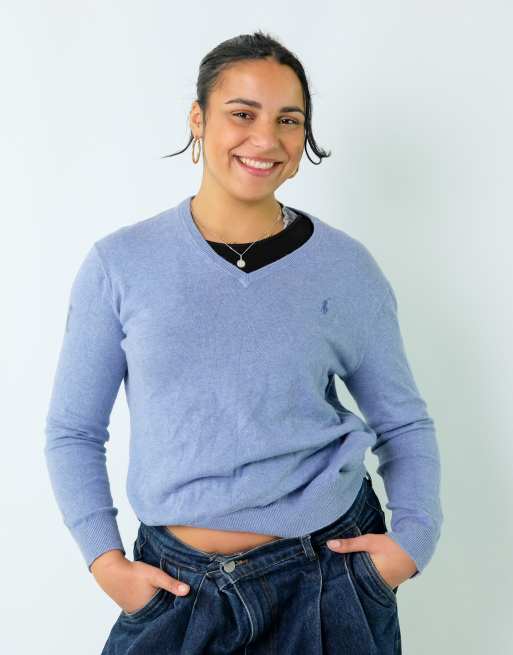 Vintage Polo Ralph Lauren S Knit Sweatshirt Light Blue