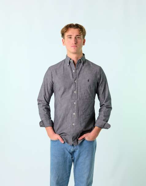 Vintage Polo Ralph Lauren S Long Sleeve Shirt Charcoal Grey - view 1