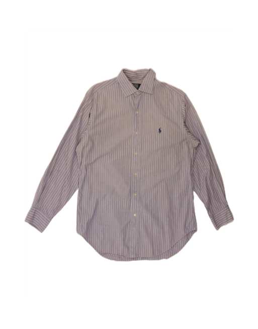 Vintage Polo Ralph Lauren Shirt Size 15 1/2 Medium In Blue Pinstripe