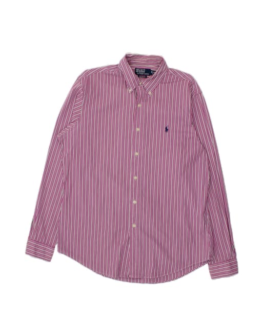 Vintage Polo Ralph Lauren Shirt Size 16 1/2 42 Large In Purple Striped