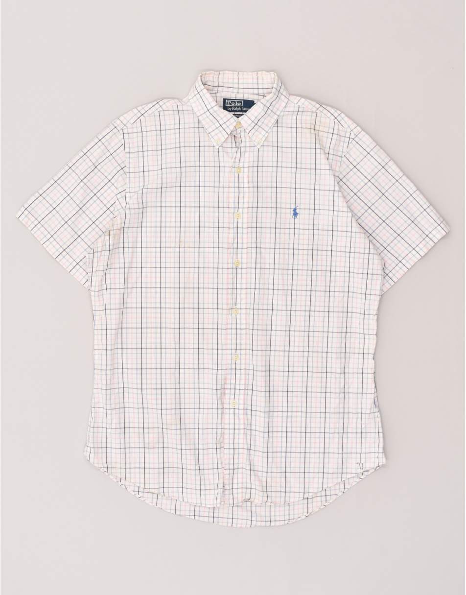 Vintage Polo Ralph Lauren Size L Check Short Sleeve Shirt in White
