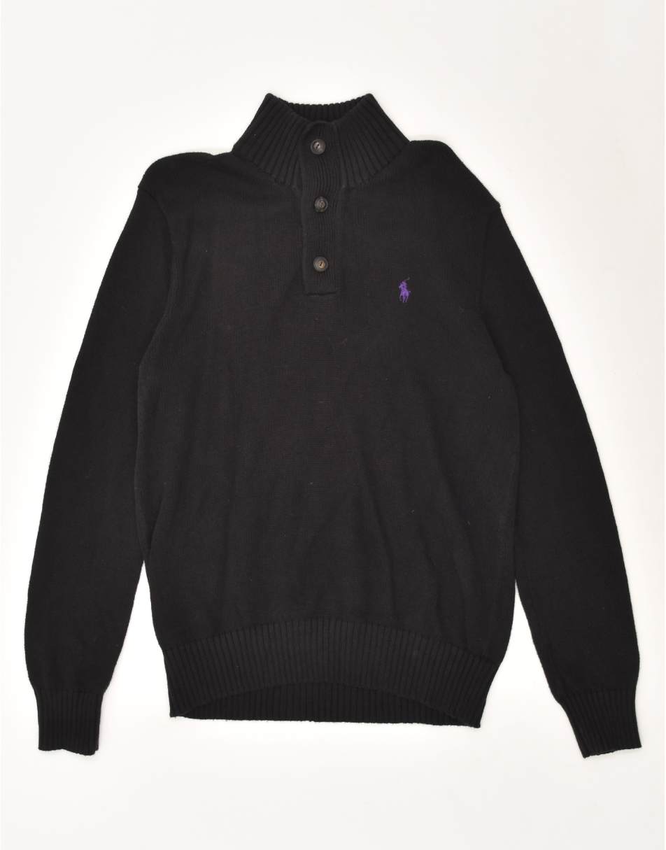 Vintage Polo Ralph Lauren Size S Button Neck Jumper Sweater in Black