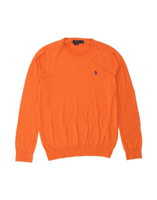 Vintage Polo Ralph Lauren Slim Fit Crew Neck Jumper Sweater Large In Orange