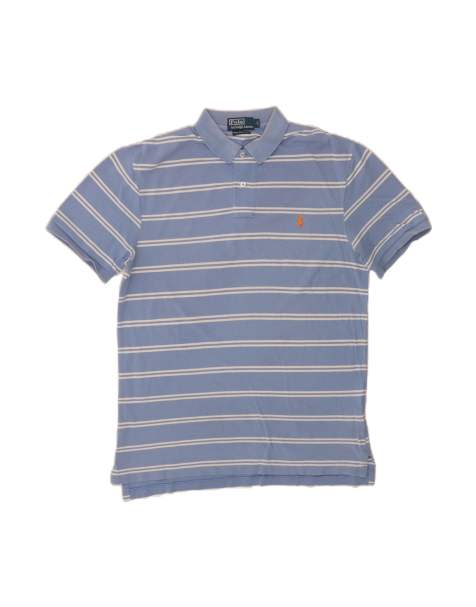 Vintage Polo Ralph Lauren Slim Fit Polo Shirt Large In Blue Striped - view 1