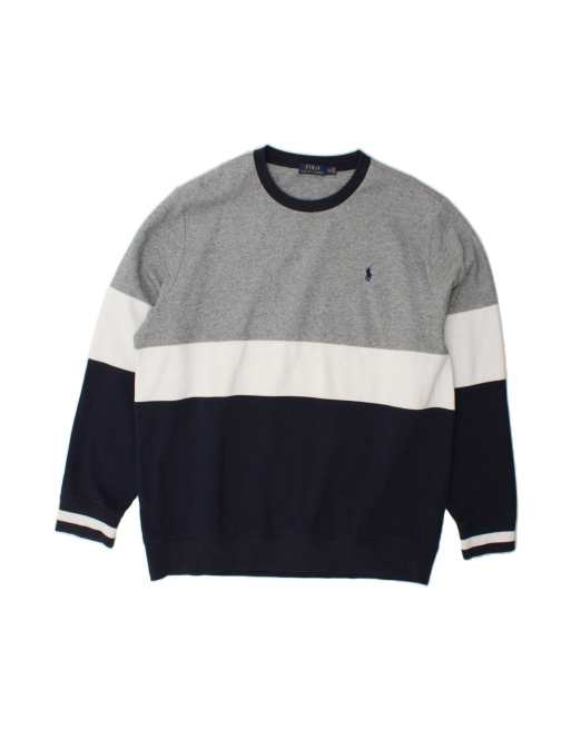 Vintage Polo Ralph Lauren Sweatshirt Jumper 2XL In Multicoloured Colourblock