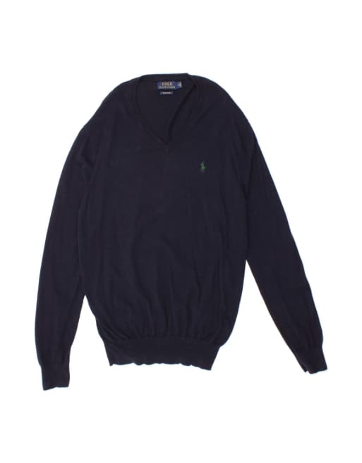 Vintage Polo Ralph Lauren V-neck Jumper Sweater Medium In Blue
