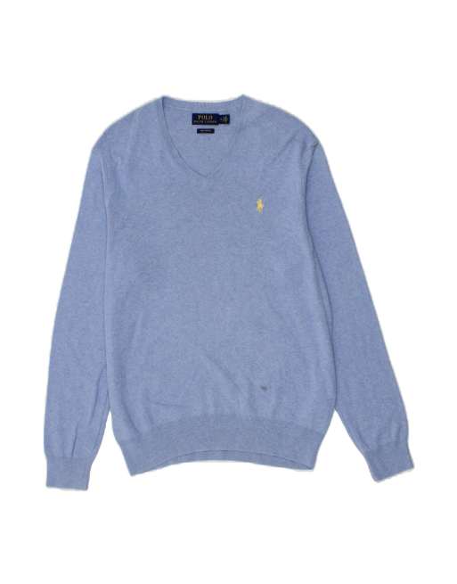 Vintage Polo Ralph Lauren V-neck Jumper Sweater Medium In Blue