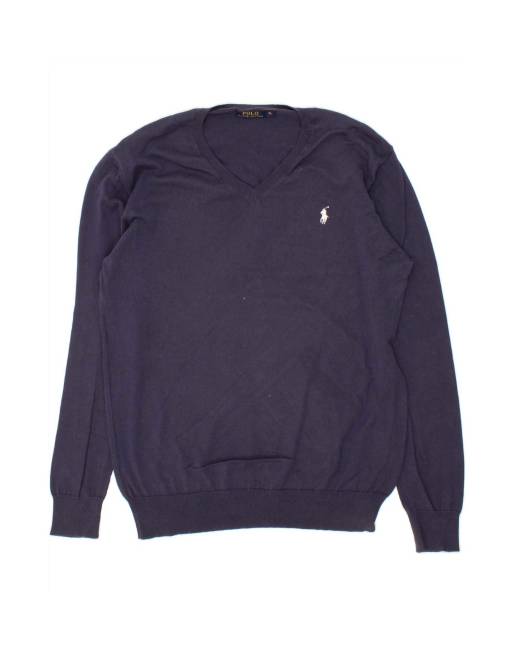 Vintage Polo Ralph Lauren V-neck Jumper Sweater XL In Blue
