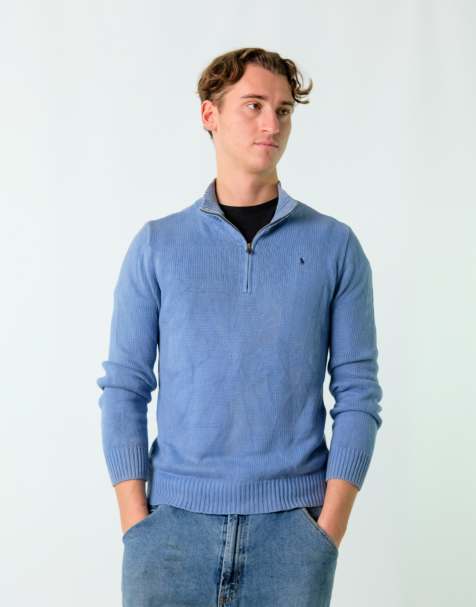 Vintage Polo Ralph Lauren XL Knit Sweatshirt Blue Quarter Zip - view 1
