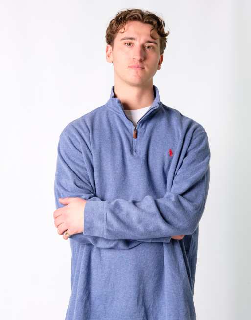 Vintage Polo Ralph Lauren XL Knit Sweatshirt Blue Quarter Zip
