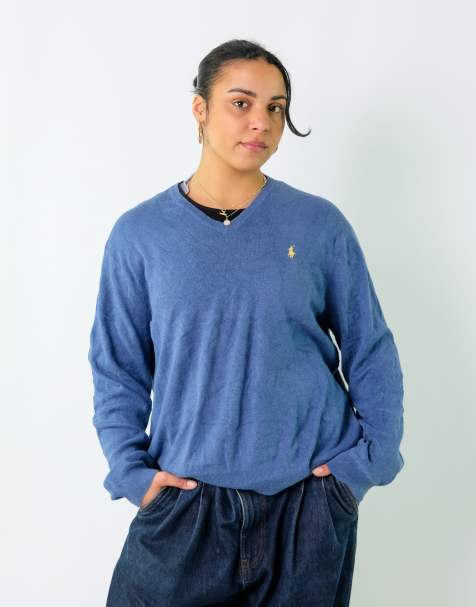 Vintage Polo Ralph Lauren XL Knit Sweatshirt Blue - view 1