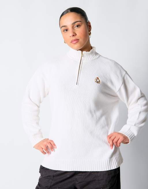 Vintage Polo Ralph Lauren XL Knit Sweatshirt Cream Quarter Zip