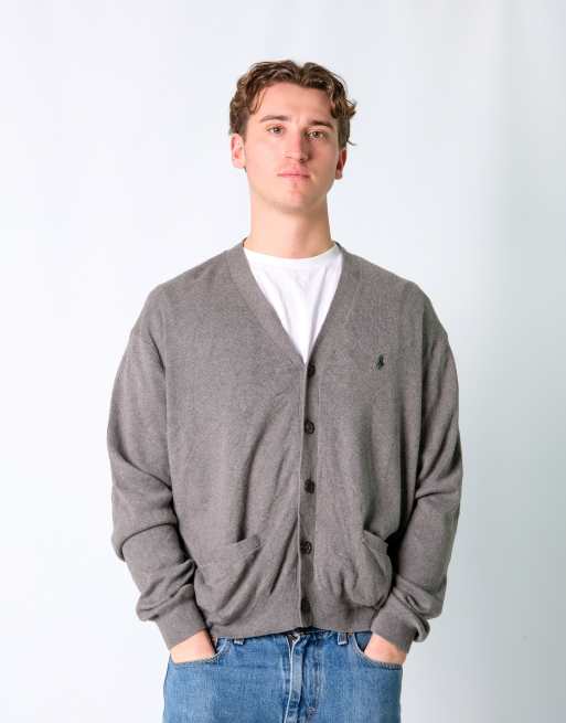 Vintage Polo Ralph Lauren XL Knit Sweatshirt Grey Cardigan