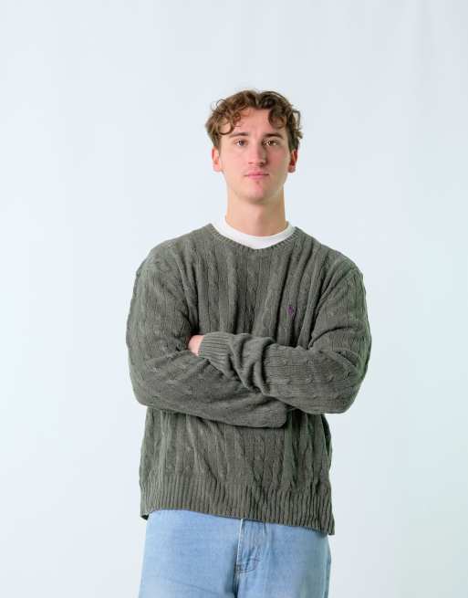 Vintage Polo Ralph Lauren XL Knit Sweatshirt Khaki Green